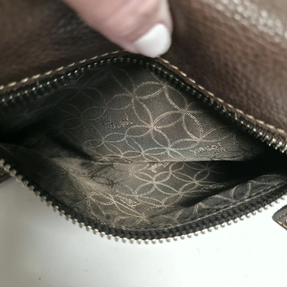 FOSSIL Brown Pebbled Leather Crossbody Messenger Bag Flap Zip Organizer Purse